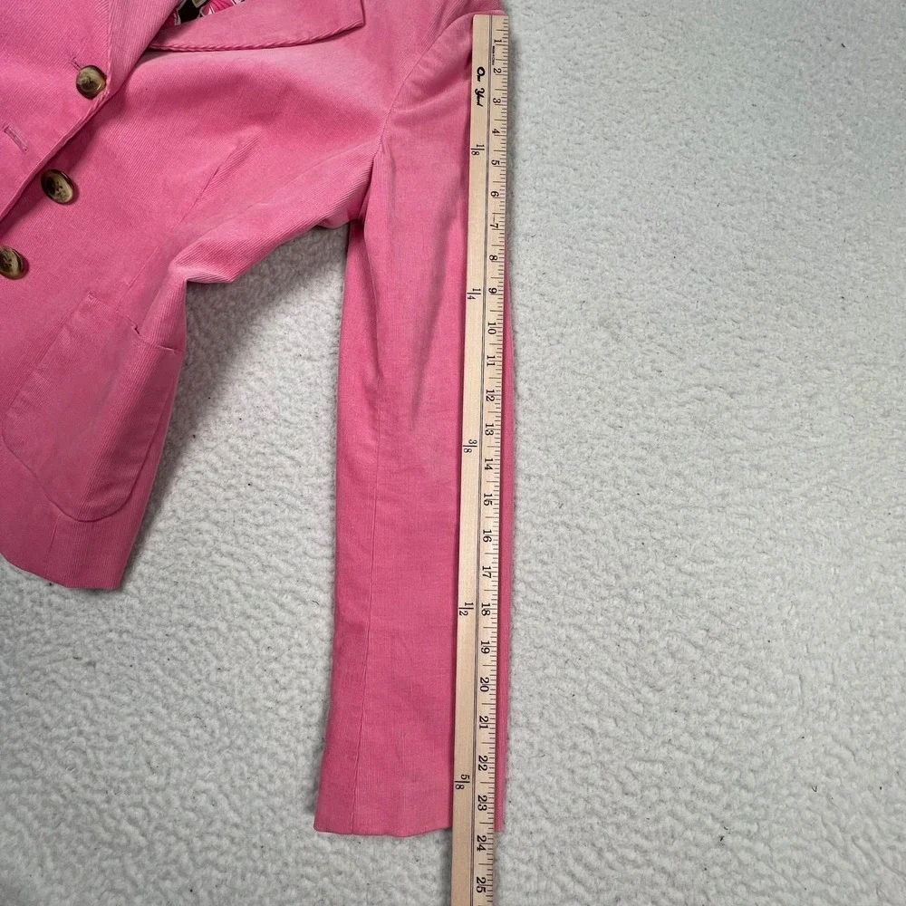 Lilly Pulitzer Corduroy Blazer Women 2 Pink Elbow Patch Barbiecore Preppy